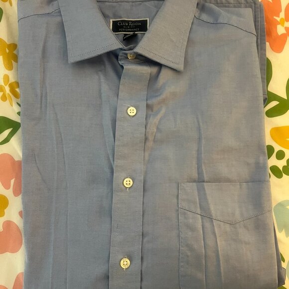 Cotton Classic Blue Cufflink Button Down // Club Room Slim Fit Men's Size X - Picture 6 of 6